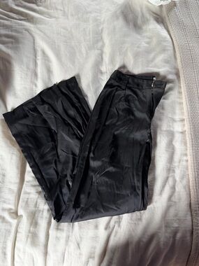 DISSH Black Wide-Leg Satin Trousers